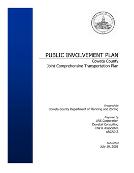 PUBLIC INVOLVEMENT PLAN Coweta County Joint Comprehensive Transportation Plan