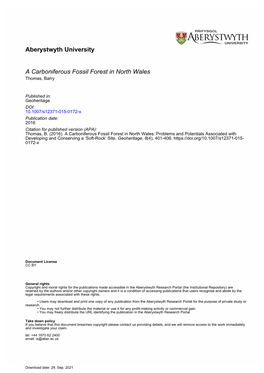 A Carboniferous Fossil Forest in North Wales Thomas, Barry