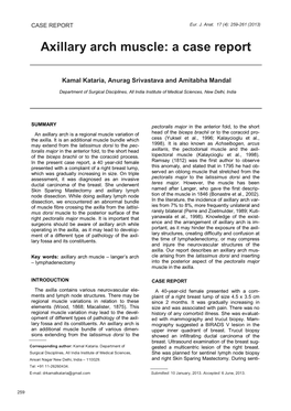 Axillary Arch Muscle: a Case Report