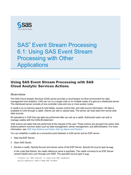 Using SAS Event Stream Processing with Other Applications