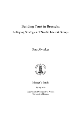 Building Trust in Brussels: Lobbying Strategies of Nordic Interest Groups