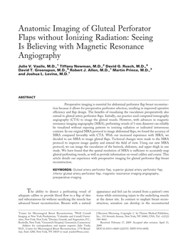 Anatomic Imaging of Gluteal Perforator Flaps Without Ionizing Radiation: Seeing Is Believing with Magnetic Resonance Angiography