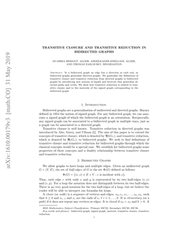 Transitive Closure and Transitive Reduction in Bidirected Graphs 3 Where X, X1,...,Y Are Vertices and E1,E2