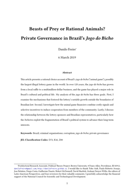 Private Governance in Brazil's Jogo Do Bicho