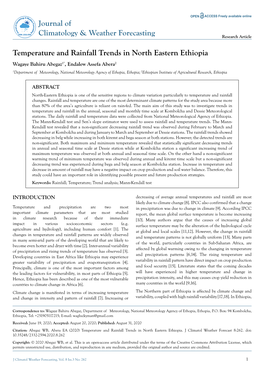 Temperature and Rainfall Trends in North Eastern Ethiopia