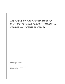 The Value of Riparian Habitat to Buffer Effects of Climate Change in California’S Central Valley