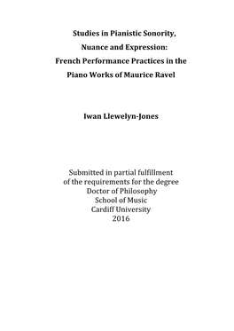 French Performance Practices in the Piano Works of Maurice Ravel