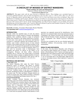 A Checklist of Mosses of District Mansehra