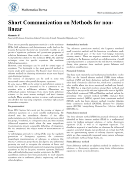 Short Communication on Methods for Nonlinear