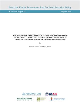 Feed the Future Innovation Lab for Food Security Policy Research Paper 19 August 2016