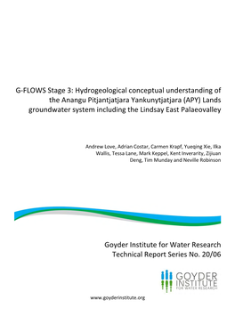 G-FLOWS Stage 3: Hydrogeological Conceptual Understanding of the APY Lands Groundwater System Including the Lindsay East Palaeovalley