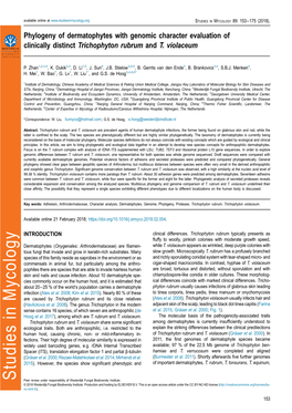 Phylogeny of Dermatophytes with Genomic Character Evaluation of Clinically Distinct Trichophyton Rubrum and T