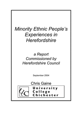 Minority Ethnic People's Experiences in Herefordshire