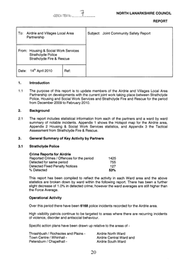 NORTH LANARKSHIRE COUNCIL Igen[Lk ITEM REPORT To: Airdrie and Villages Local Area Partnership Subject: Joint Community Safety Re