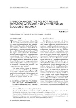Cambodia Under the Pol Pot Regime (1975-1979)