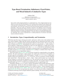 Type-Based Termination, Inflationary Fixed-Points, and Mixed Inductive-Coinductive Types