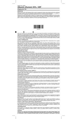 Albumin (Human) 25%, USP Plasbuminw-25