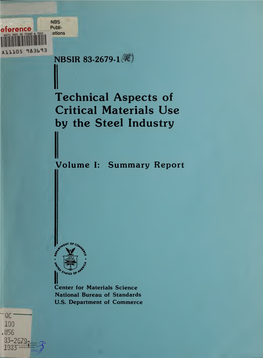 Technical Aspects of Critical Materials Use by the Steel Industry