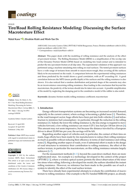 Tire/Road Rolling Resistance Modeling: Discussing the Surface Macrotexture Effect