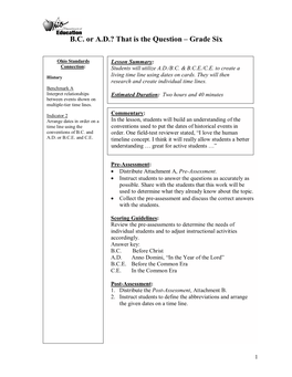 B.C. Or A.D.? That Is the Question – Grade Six