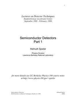 Semiconductor Detectors Part 1