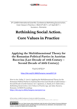 Applying the Multidimensional Theory for the Romanian Political Parties in Austrian Bucovina (Last Decade of 19Th Century – Second Decade of 20Th Century)