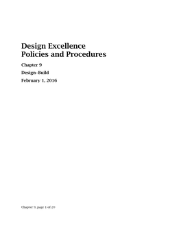 Design Excellence Policies and Procedures