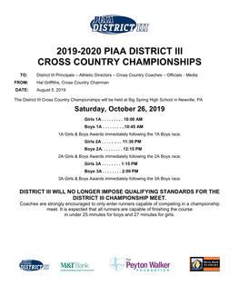 2019-2020 Piaa District Iii Cross Country Championships