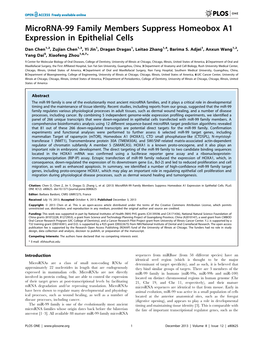 Microrna-99 Family Members Suppress Homeobox A1 Expression in Epithelial Cells