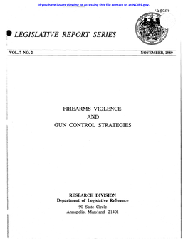 ~ LEGISLATIVE REPORT SERIES ) C\ ______VOL