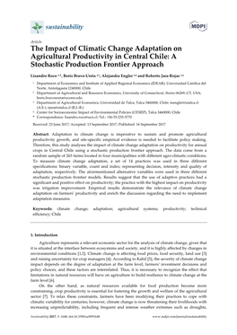 The Impact of Climatic Change Adaptation on Agricultural Productivity in Central Chile: a Stochastic Production Frontier Approach