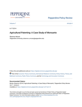 Agricultural Patenting: a Case Study of Monsanto