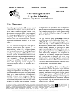 Water Management and Irrigation Scheduling Bill Peacock, Larry Williams, and Pete Christensen