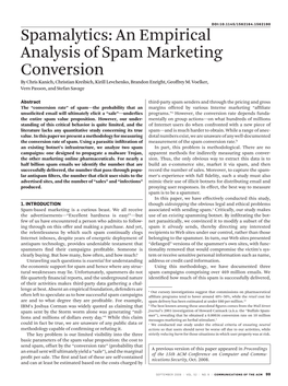 An Empirical Analysis of Spam Marketing Conversion by Chris Kanich, Christian Kreibich, Kirill Levchenko, Brandon Enright, Geoffrey M