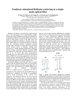 Nonlinear Stimulated Brillouin Scattering in a Single- Mode Optical Fiber