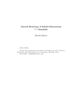 Smooth Homotopy of Infinite-Dimensional C -Manifolds