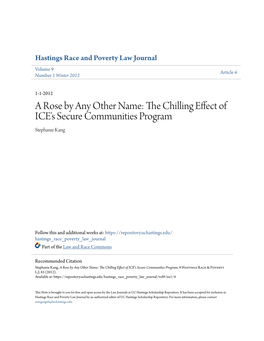 A Rose by Any Other Name: the Chilling Effect of ICE's Secure Communities Program, 9 Hastings Race & Poverty L.J