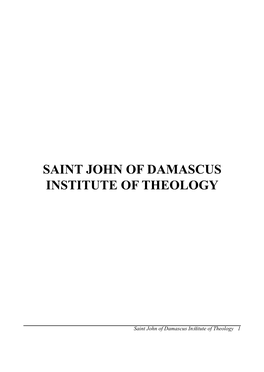 Saint John of Damascus Institute of Theology