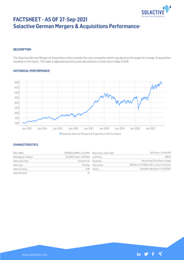 AS of 29-Jul-2021 Solactive German Mergers & Acquisitions Performance