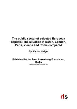 The Public Sector of Selected European Capitals: the Situation in Berlin, London, Paris, Vienna and Rome Compared