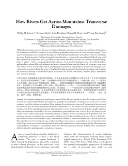 How Rivers Get Across Mountains: Transverse Drainages