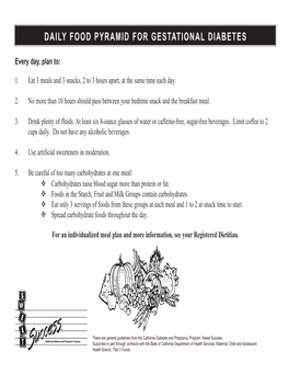 Daily Food Pyramid for Gestational Diabetes