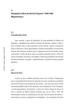 3. Recepção À Obra De Dorival Caymmi: 1938-1945 Mapeamento I