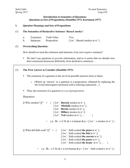 Seth Cable Formal Semantics Spring 2017 Ling 620 1 Introduction To