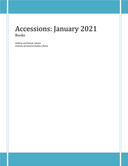 Accessions: January 2021 Books