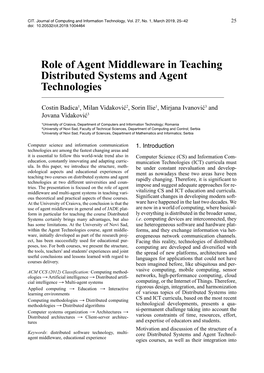 Role of Agent Middleware in Teaching Distributed Systems and Agent Technologies