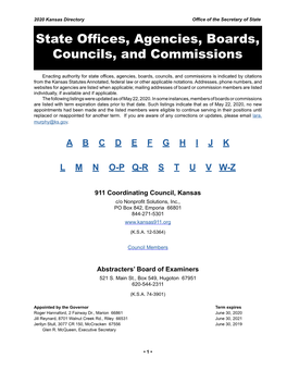 State Offices, Agencies, Boards, Councils, and Commissions