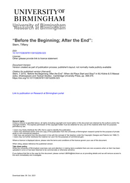 Before the Beginning; After the End”: Stern, Tiffany