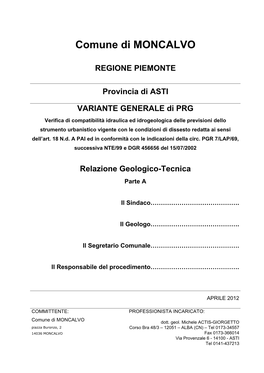 Relazione Geologico Tecnica