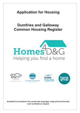 Application for Housing Dumfries and Galloway Common